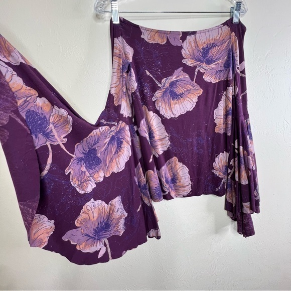 Free People Boho Bell Sleeve Blouse Off Shoulder Floral‎ Prints Women Medium Top - Picture 1 of 11